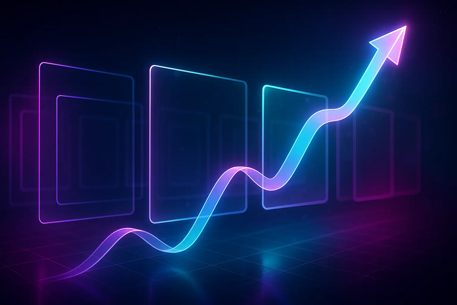 Collage of AI-generated ad banners with brand kit, DCO feed icons, and auto-resize variants for social and display